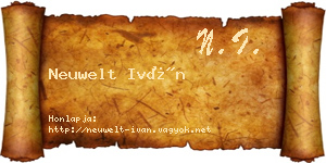Neuwelt Iván névjegykártya